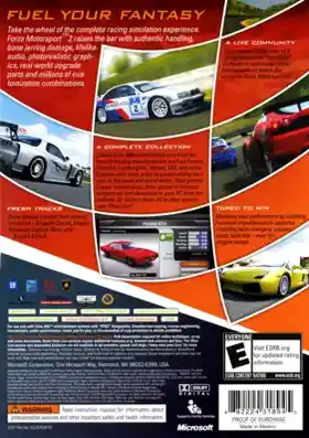 Forza Motorsport 2 (USA) box cover back